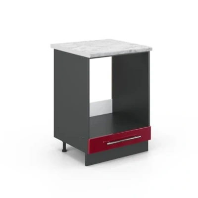 Abbildung von Vicco Herdumbauschrank Fame Line, Bordeaux Hochglanz/Anthrazit, 60 cm, AP Marmor