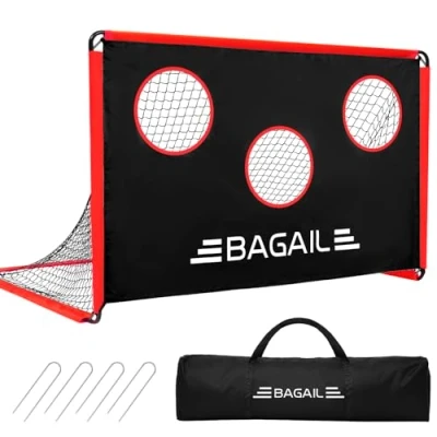 Abbildung von BAGAIL Fußballtor, 2 in 1 Fußballnetz mit Zielscheibe, Kommt Tragbarer Tragetasche, Einfach zu Montieren, Ideal für Gartenschießtraining und Freizeitspiele, 6 x 4 Fuß