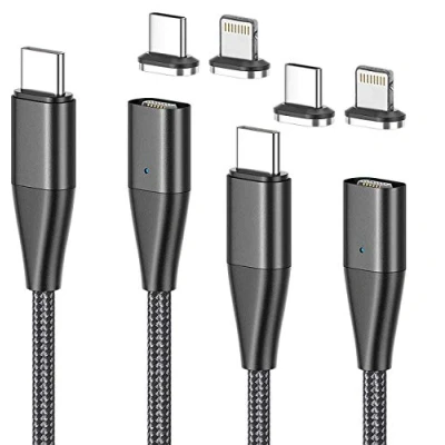 Abbildung von Callstel Lightning Magnet Kabel: 2er Set Magnet. USB C Schnellladekabel, Typ &amp; Lightning, 1,8 m, 3 A (Magnetstecker Handy, Ladekabel)