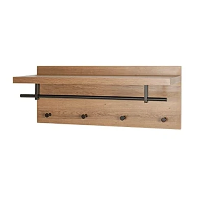 Abbildung von HAKU Möbel Wandgarderobe Eiche, schwarz, MDF, Metall Maße: B 75 cm x H 30 T 26 cm, Style: Modern