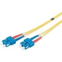 Abbildung von DIGITUS LWL Patch Kabel OS2 1 m SC auf Glasfaser LSZH Duplex Singlemode 09/125µ 10 GBit/s Gelb
