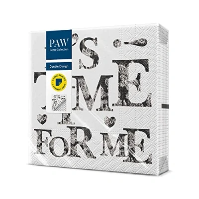 Abbildung von PAW Servietten 3 lagig (33 x 33 cm) I 20 Stück Perfekt für Geburtstage, Partys, Hochzeiten, Kommunion und Feiern Papierservietten Beidseitig Bedruckt Inschriften, Punkte Time for dots