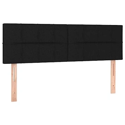 Abbildung von vidaXL Kopfteil 2 STK., Bettkopfteil mit Holzbeinen, Höhenverstellbar Polsterkopfteil für Bett, Betthaupt Bettzubehör Schlafzimmer, Schwarz 72x5x78/88 cm Stoff