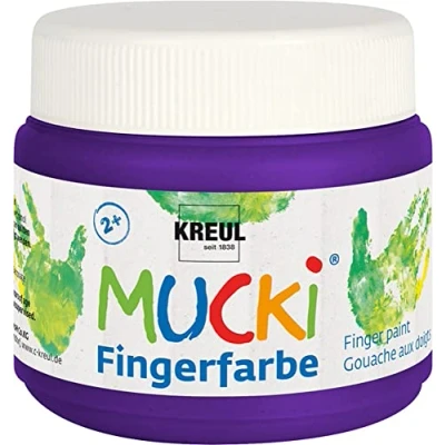 Abbildung von KREUL 23107 Mucki leuchtkräftige Fingerfarbe, 150 ml in violett, auf Wasserbasis, parabenfrei, glutenfrei, laktosefrei und vegan, auswaschbar, vermalbar mit Pinsel, Schwamm, Spachtel Fingern