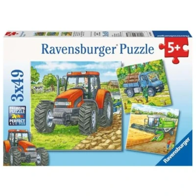 Abbildung von Ravensburger Puzzle Landmaschinen 3x49 Teile, Puzzleteile