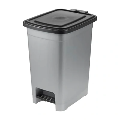 Abbildung von keeeper Treteimer, 25 l, Leichte Reinigung, Tretpedal zum hygienischen Öffnen und Schließen, Abfallbehälter, 27 x 36,5 44 cm, olaf, Light Silver (Silber)
