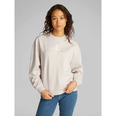 Abbildung von Calvin Klein Jeans Glossy Monologo Regular Crewneck Sweatshirt, Damen, Größe: Medium, Moonbeam