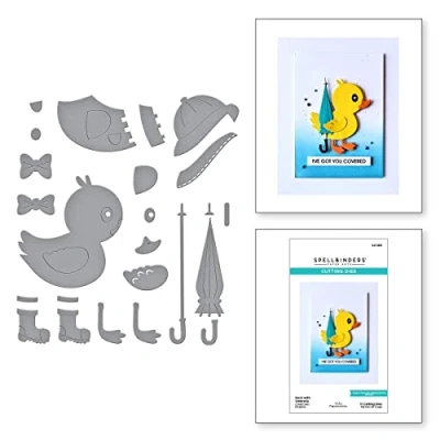 Abbildung von Spellbinders Ente mit Regenschirm geätzte Stanzformen aus der Showered with Love Kollektion von Vicki Papaioannou, Metall, ONE