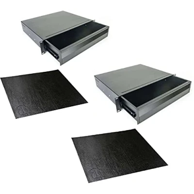 Abbildung von Bundle: 2 x Adam Hall HE ERGO 19&quot; Stahl Rackschublade 874E02 Rack Schublade incl. Anti Rutsch Matte 87 INLAY(2 + Rutschmatte)