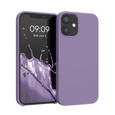 Abbildung von kwmobile Hülle kompatibel mit Apple iPhone 12 Mini Silikon Handy Case Handyhülle weiche Oberfläche kabelloses Laden Veilchen Lila