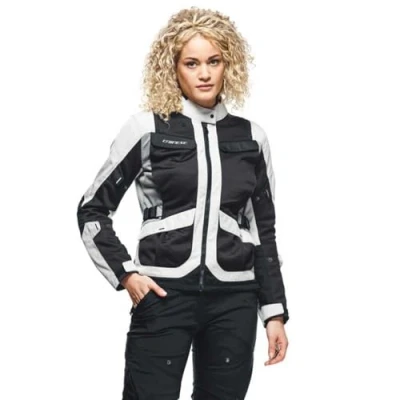 Abbildung von Dainese Desert Lady Tex Jacket, Sommer Motorradjacke, Leichtes Technisches Gewebe, Schulter Und Ellbogenprotektoren, Damen Peyote/Schwarz/Steeple Gray, 52