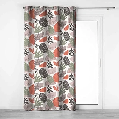 Abbildung von Douceur d&#039;Intérieur Cotton d&#039;Interieur Ösenvorhang, 140 x 240 cm, Baumwolle, Bedruckt, Bianca, 100% Baumwolle