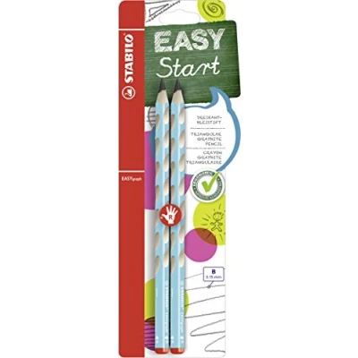 Abbildung von Ergonomischer Dreikant Bleistift für Rechtshänder STABILO EASYgraph in blau 2er Pack Härtegrad B