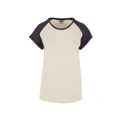 Abbildung von Urban Classics Contrast Raglan Tshirt print, Damen, Größe: 5XL, Whitesand purplenight