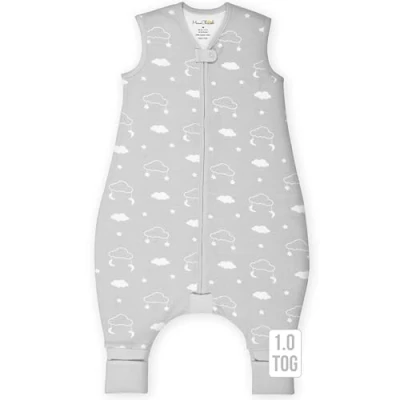 Abbildung von Mama Cheetah Baby Schlafsack mit Füße 1.0 TOG, Ganzjahres Schlafsack, Bio Baumwolle Schlafsäcke ohne Ärmeln Babyschlafsack Beinen, 1er Pack, 90cm (Baby Höhe 100 110cm)