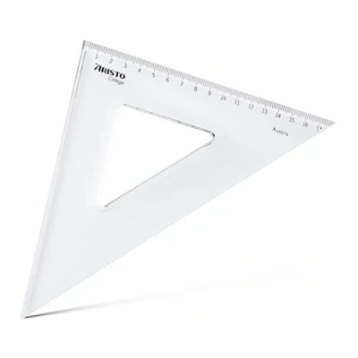 Abbildung von Aristo AR23425 College Dreieck 45 (Hypotenuse 25 cm, Tuschekanten und Facette, Kunststoff) transparent