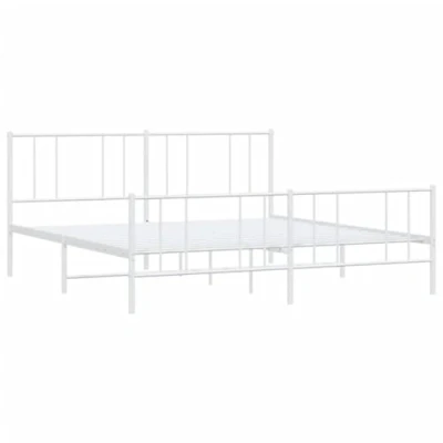 Abbildung von vidaXL Bettgestell, Bettrahmen mit Kopfteil Fußteil, Metallbett Bett Lattenrost, Doppelbett Gästebett Schlafzimmer, Metall Weiß 200x200cm