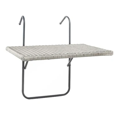 Abbildung von Haushalt International Balkonhängetisch Balkontisch klappbarer Balkon Hängetisch, Balkongeländer Tisch in Rattanoptik
