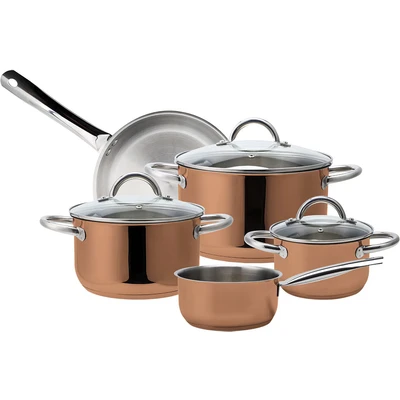 Abbildung von ECHTWERK Topf Set &quot;Kupfer Edition&quot;, Edelstahl 18/8, (Set, 8 tlg., je 1 Kochtopf 16/20/24 cm, Kasserolle 16 Bratpfanne 24 cm), für alle Herdarten geeignet, Induktion