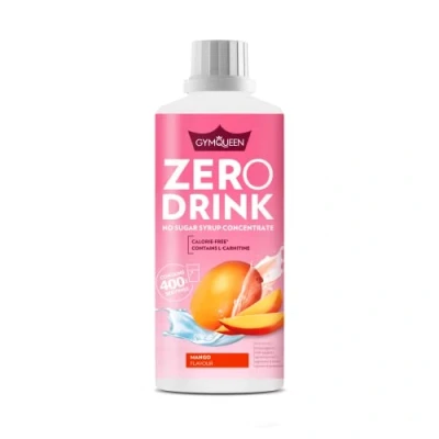 Abbildung von GymQueen Zero Drink Mango 1000ml, kalorienarmes und zuckerfreies Getränkekonzentrat 1:80, angereichert mit B Vitaminen für deinen Stoffwechsel L Carnitin, Getränke Sirup