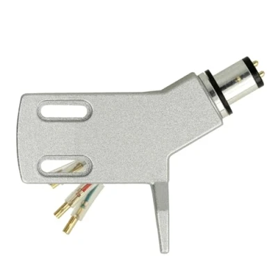 Abbildung von THAKKER CHS 13 abgewinkeltes Headshell aus leichtem Aluminium Silber SME Anschluss für gerade Tonarme inkl. Kabel