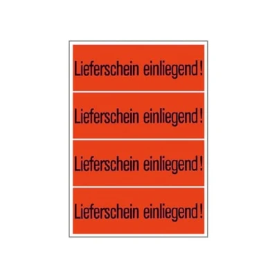 Abbildung von HERMA 6754 Lieferschein einliegend Aufkleber, 1000 Stück, 39 x 118 mm, selbstklebend, klein, Warnhinweis Etiketten Versandaufkleber Paketaufkleber für Kennzeichnung von Sendungen, neon leuchtrot