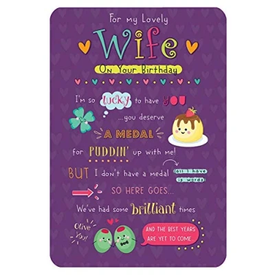 Abbildung von Piccadilly Greetings Skurrile Geburtstagskarte für Ehefrau 22,9 x 15,2 cm