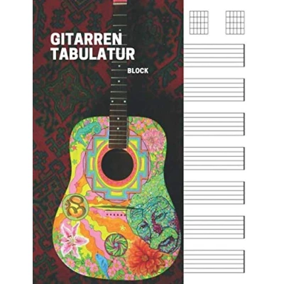 Abbildung von Gitarren tabulatur block: 7 Tabulator Zeilen pro Seite, 6 Akkorddiagramme Seite. Ideal für musiker, gitarristen oder musiklehrer.(110 ... A4, Tabs, tabulatur, tab heft)