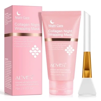 Abbildung von ALIVER Gesichtsmaske Collagen Maske Nachtmaske Night Wrapping Mask mit Pinsel, 1 tlg., Spendet Feuchtigkeit, Anti Aging, Aliver,