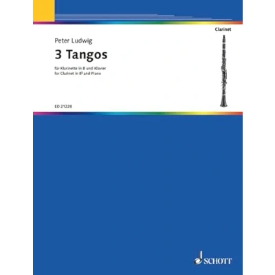 Abbildung von 3 Tangos: Klarinette in B und Klavier. Partitur Stimme.