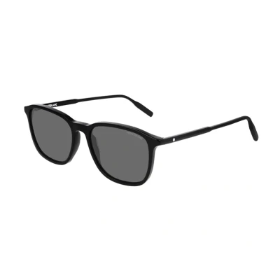 Abbildung von Mont Blanc Snowcap Round Acetate Sunglasses Sonnenbrille, Herren, Größe: 53, Black/grey