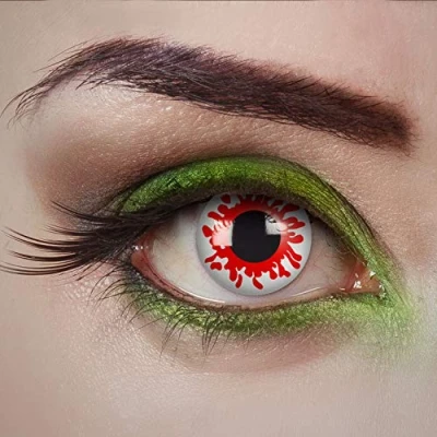 Abbildung von aricona Farblinsen Farbige Kontaktlinsen Halloween Zombie Kostüm in Rot Fasching Vampir, Ohne Stärke, 2 Stück