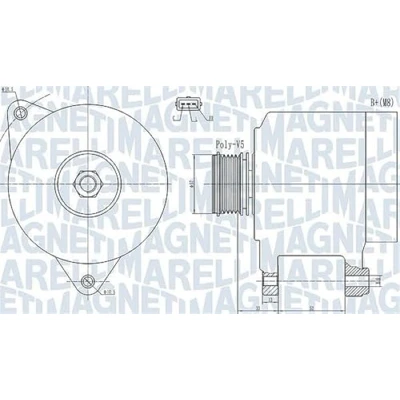Abbildung von MAGNETI MARELLI 063732133010 Lichtmaschine 14V 120A