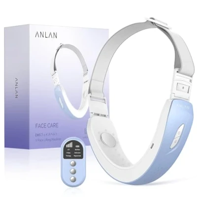 Abbildung von ANLAN EMS Facelifting Gerät Rote und Blaue Phototherapie Gesichtsmassagegerät Elektrisches V Face Shaping Massager 6 Modi Shape Jawline Trainer mit Fernbedienung