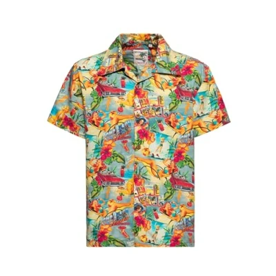 Abbildung von KingKerosin Kurzarmhemd Miami &amp; Long Beach Allover Print mit sommerlichem Flair