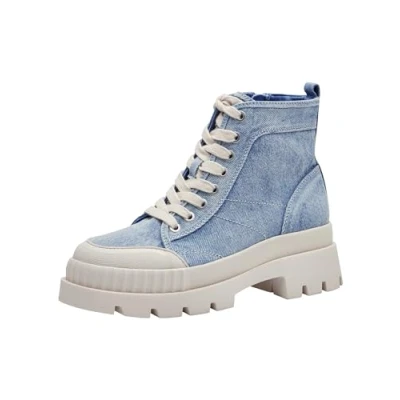 Abbildung von Tamaris Schnürboots, Blockabsatz, Schnürschuh, Stiefelette im lässigen Jeans Look