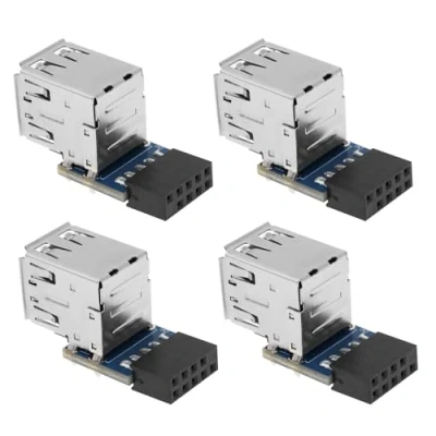 Abbildung von ECSiNG 4 Stück 9 poliger/10 poliger Motherboard Buchsenleiste auf Dual USB 2.0 Buchse Adapter Konverter Computerzubehör 2stk Typ A &amp; B