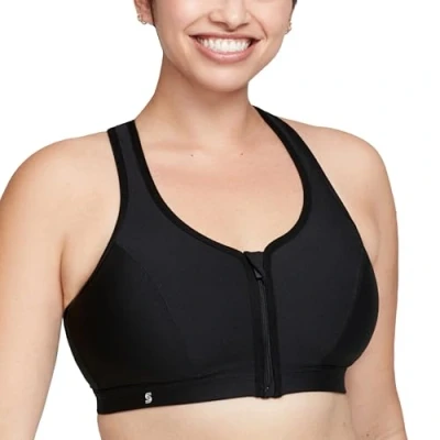 Abbildung von Große Größen Plusgröße Sport BH mit Reißverschluss vorn ohne Bügel Nr. 9266, Schwarz, 105G