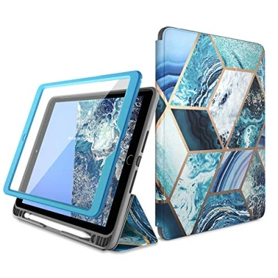 Abbildung von i Blason Cosmo Hülle für iPad 8./7. Generation, 10.2 2020 2019, Full Body Trifold mit integriertem Displayschutz, Schutzhülle Smart Cover Auto Sleep/Wake &amp; Pencil Holder (Blau)