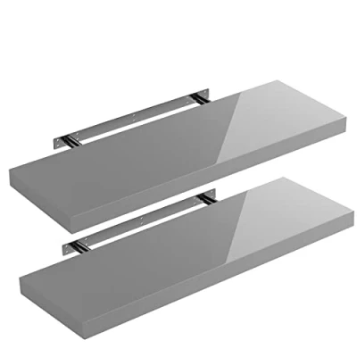 Abbildung von Casaria Wandregal, Grau mit Halterung 50 110 cm Schwebend modern Küche Wohnzimmer Büro