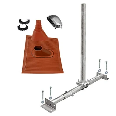 Abbildung von Premium X Basic X100 48F Dachsparrenhalter Satellitenschüssel Montage Set Sparrenhalter feuerverzinkt ALU Dachziegel rot SAT Mastkappe