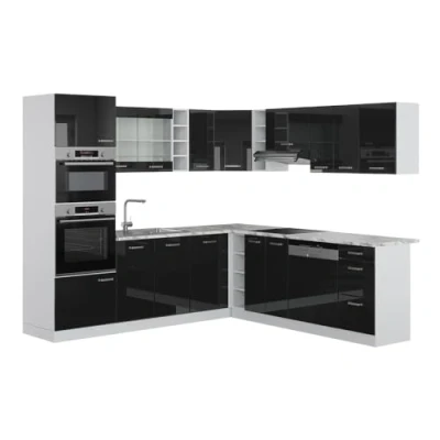 Abbildung von Vicco Eckküche R Line, Schwarz Hochglanz/Weiß, 237 x 247 cm ohne Arbeitsplatte