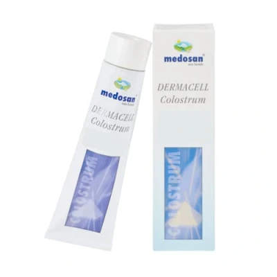 Abbildung von Colostrum Dermacell Hautschutzcreme Narbenpflege für trockene und gereizte Haut Neurodermitis Schuppenflechte Hautirritationen streichelzarte 2er Sparset
