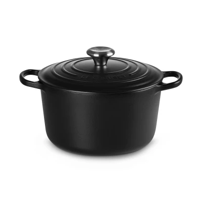 Abbildung von Le Creuset Bräter hoch Signature rund schwarz matt 24cm
