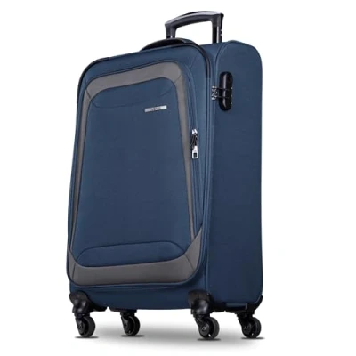 Abbildung von NOWI Korfu 360 Drehbarer Koffer Arretierbares Gestänge, 2 Vortaschen, Zahlenschloss, Geschäumte Front, 4 Rollen (blau, L)
