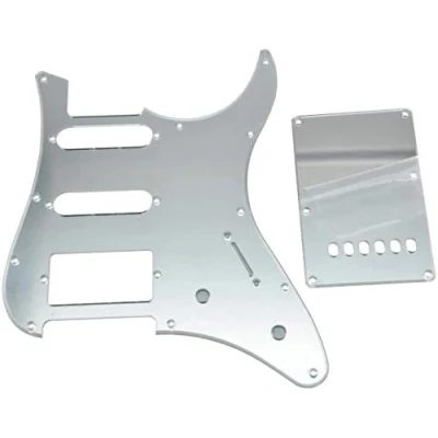 Abbildung von Dopro HSS Pickguard und Tremolo Trem Abdeckung, Rückplatte für Yamaha Pacifica Gitarre, silberfarbener Spiegel