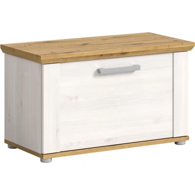 Abbildung von Home affaire Sitzbank &quot;Cosenza, Breite 80cm, in Sibiu Lärche/Artisan Eiche Nachbildung&quot;, Schuhbank, Schuhregal, Flurmöbel, Garderobenbank