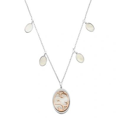 Abbildung von Orphelia Damen Kette mit Anhänger Fantasie 925 Silber teilvergoldet Perlmutt Creme 50 cm ZK 7165