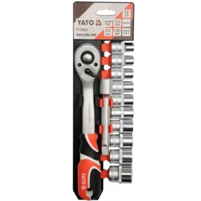 Abbildung von YATO YT 38821 Steckschlüsseleinsatz Set 12 Chrom Vanadium Stahl 1/2