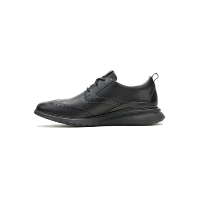 Abbildung von Hush Puppies Advance Leder Herrenschuhe In Schwarz/Schwarz Mit Schnürung